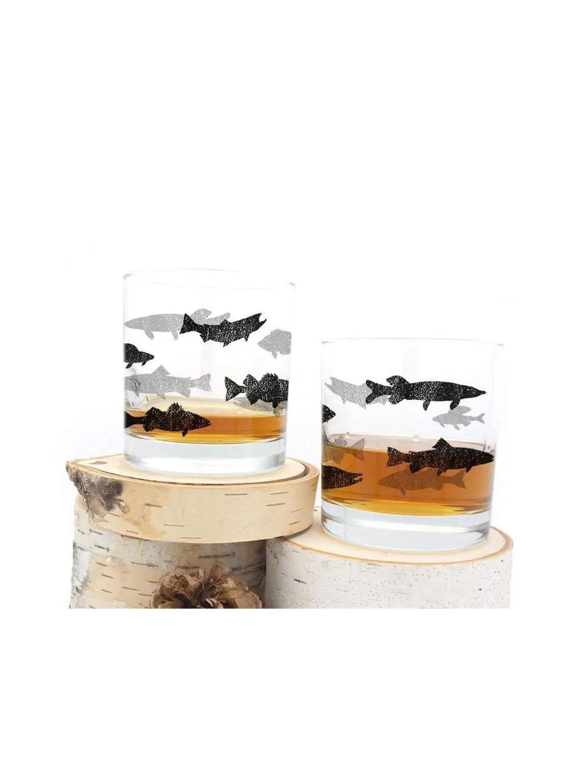 Fish Silhouettes Whiskey Glasses