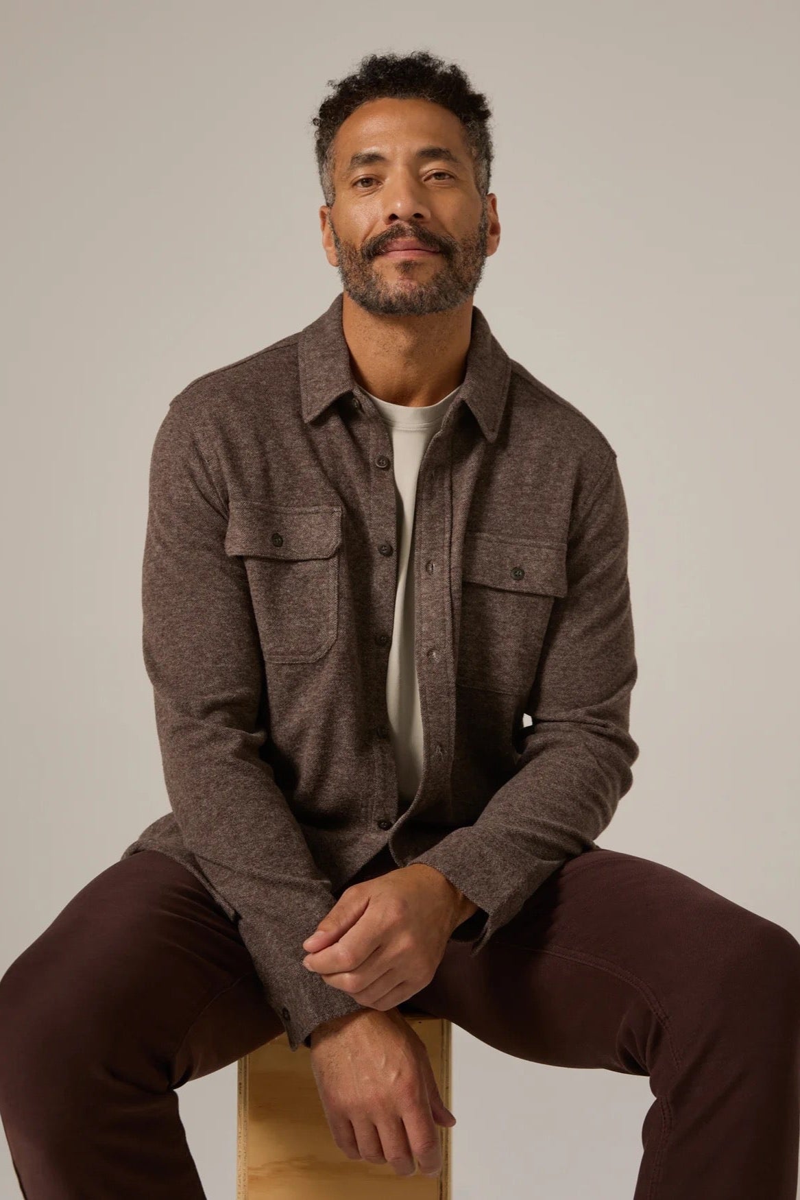 Generation Long Sleeve Shirt - Walnut. 7 diamonds