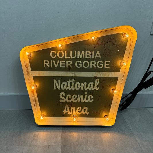 Columbia River Gorge National National Area Lighted Sign - Green