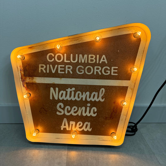 Columbia River Gorge National National Area Lighted Sign - Brown