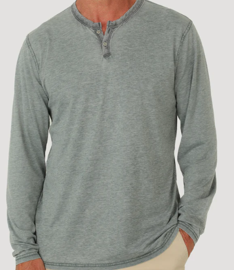 L/S Slit Tee with Contrast Trim