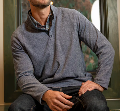 Hero Heathered 1/4 Snap Mockneck Raglan