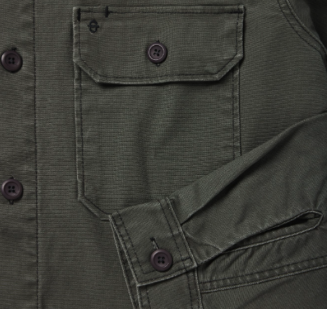 Stretch Canvas Button Shirt Jacket