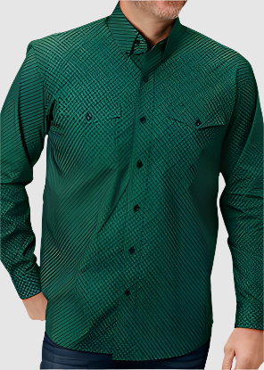 Button Front Western Four Leaf Shirt