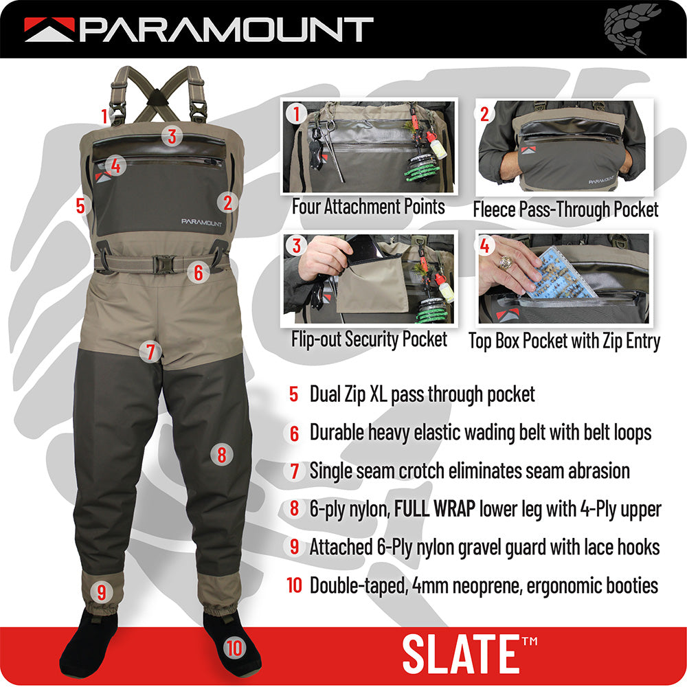 SLATE BREATHABLE STOCKINGFOOT CHEST WADER