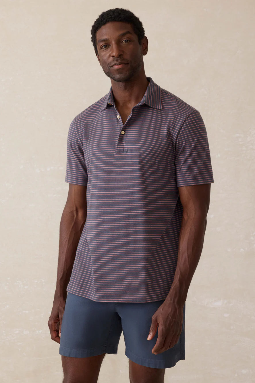 Sunwashed T-Shirt Polo sea fire stripe