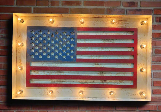 USA Flag Lighted Marquee Sign