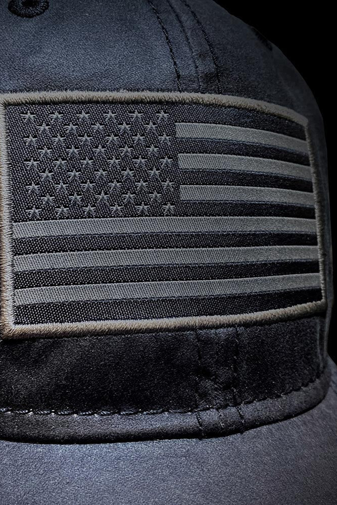 Waxed-Clothe-American-Flag-Cap-Black-Front