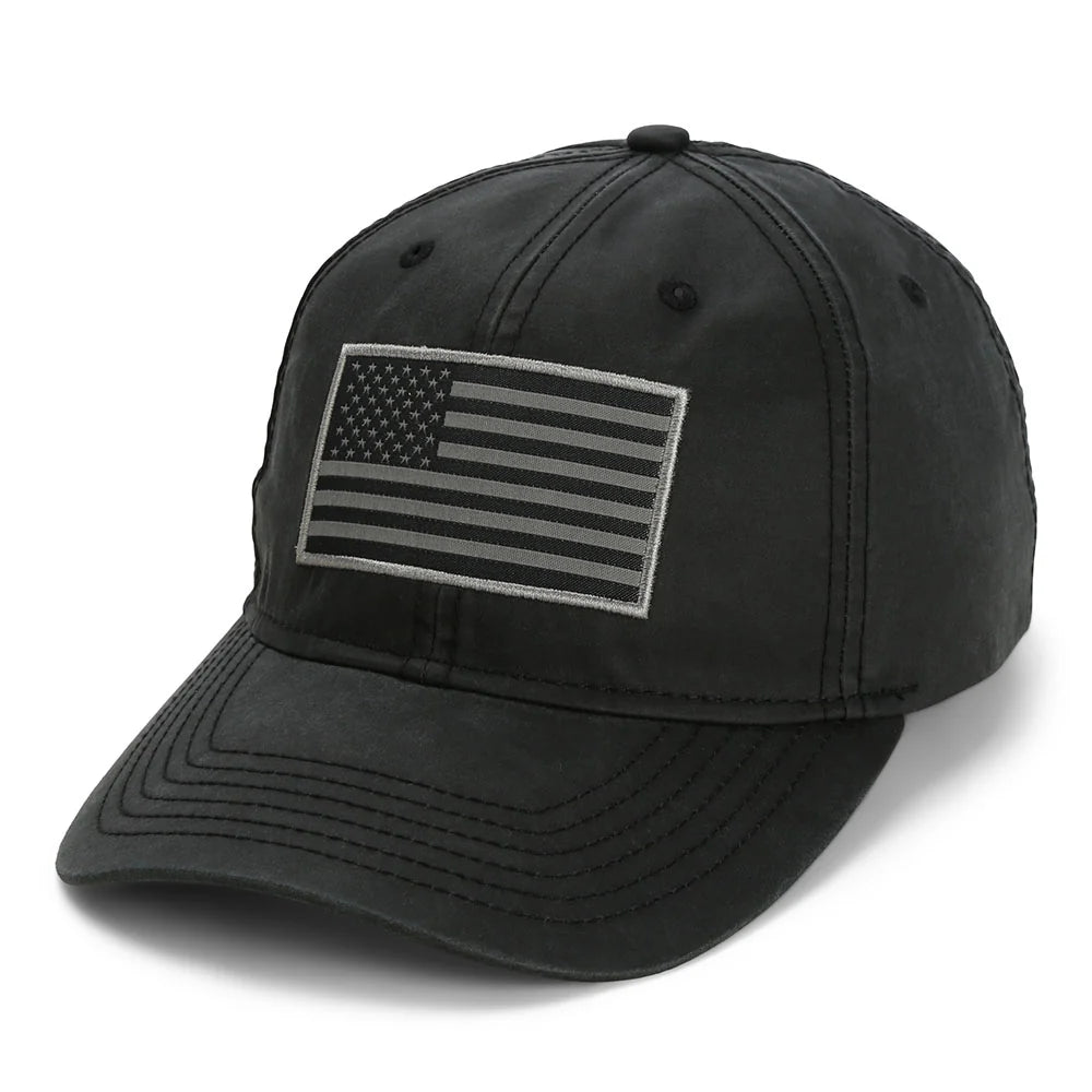 Waxed-Clothe-American-Flag-Cap-Black-Front