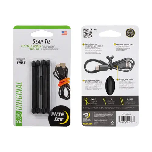 Gear Tie® Original Reusable Rubber Twist Tie™