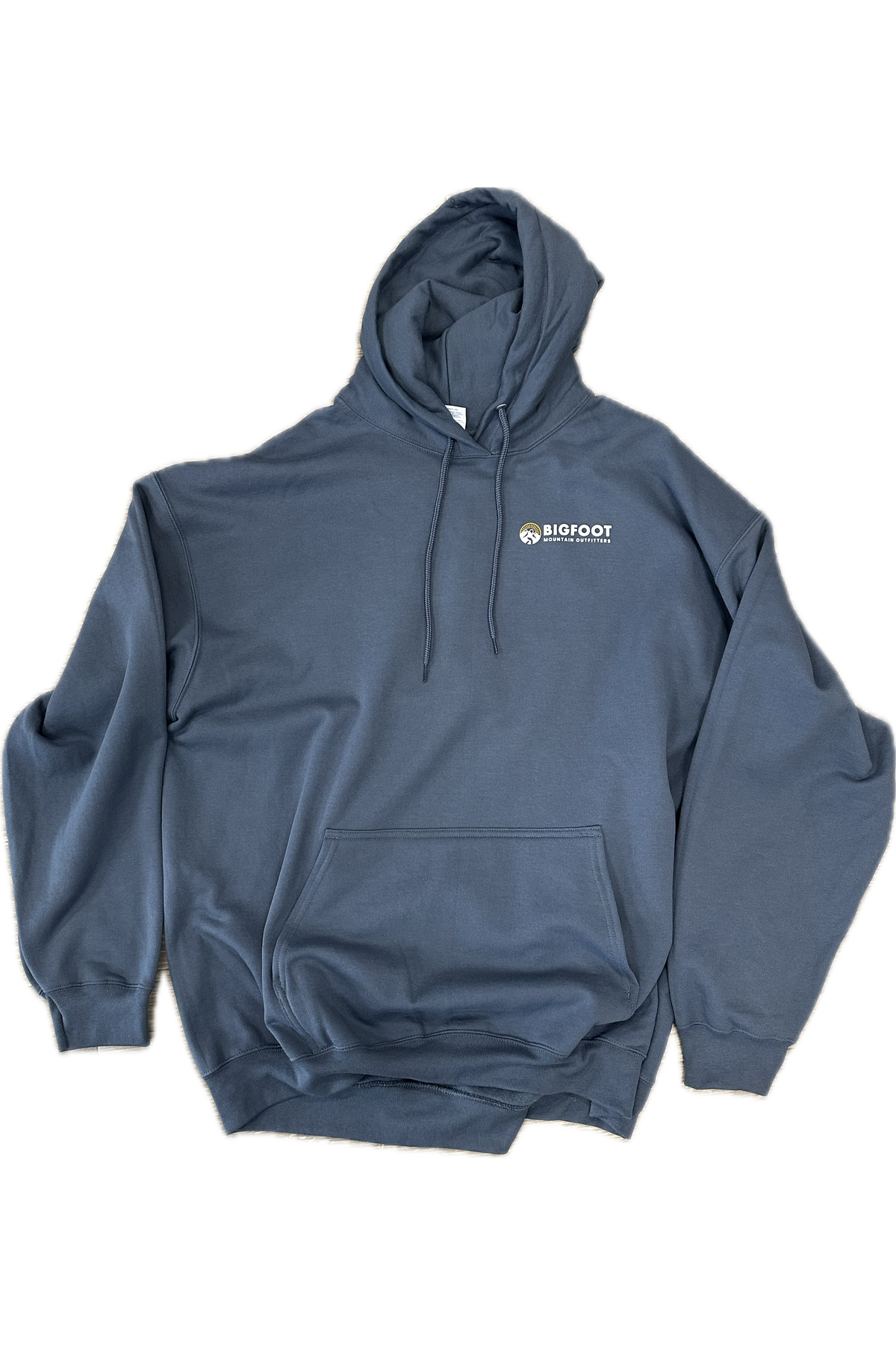 Bigfoot Mountain Outfitters original hoodie in Blue, a cozy pullover for all your adventures in the Pacific Northwest, from campfires and hikes to game days and rainy weekends