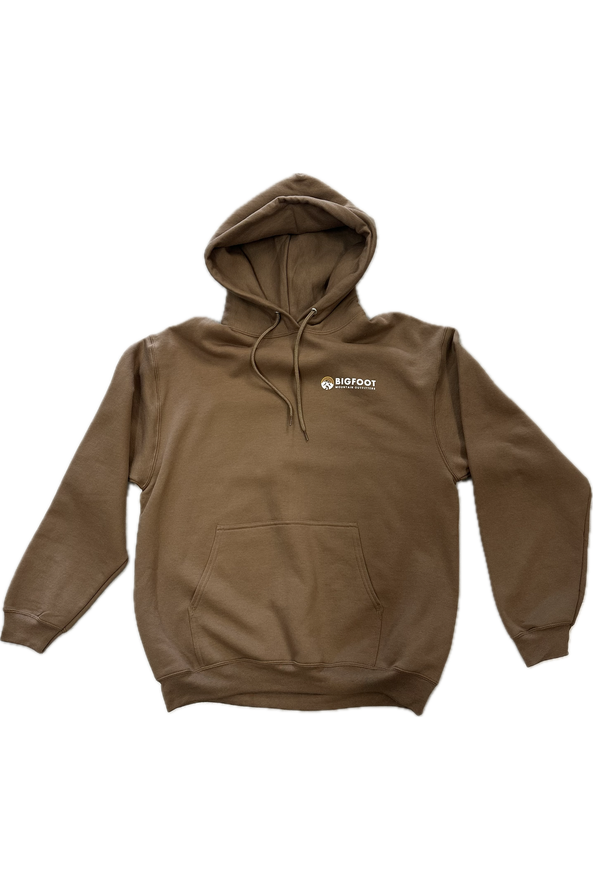 Bigfoot Mountain Outfitters original hoodie in Brown, a cozy pullover for all your adventures in the Pacific Northwest, from campfires and hikes to game days and rainy weekends