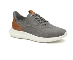 Grey sneaker with grey leather accents lace up