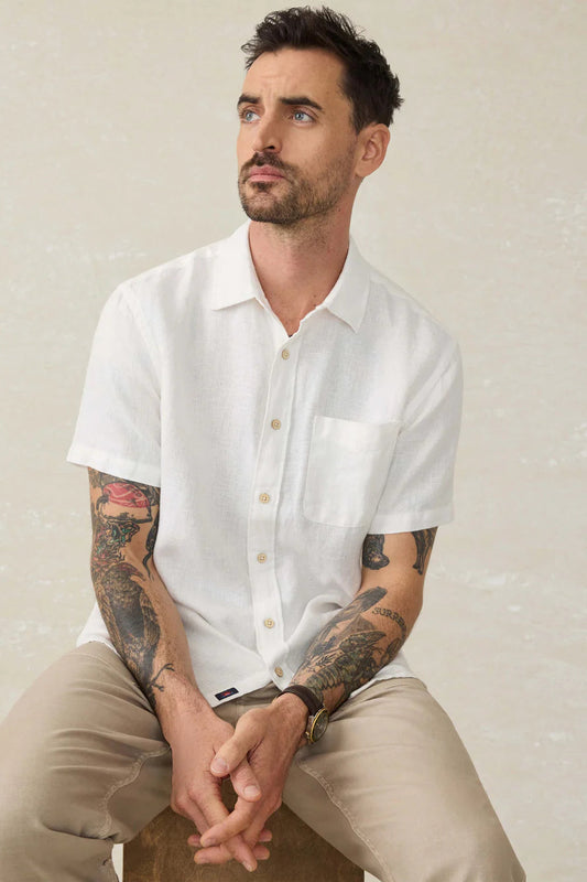 Faherty Palma  Linen SS shirt White