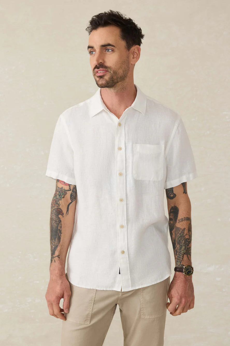 Faherty Palma  Linen SS shirt White