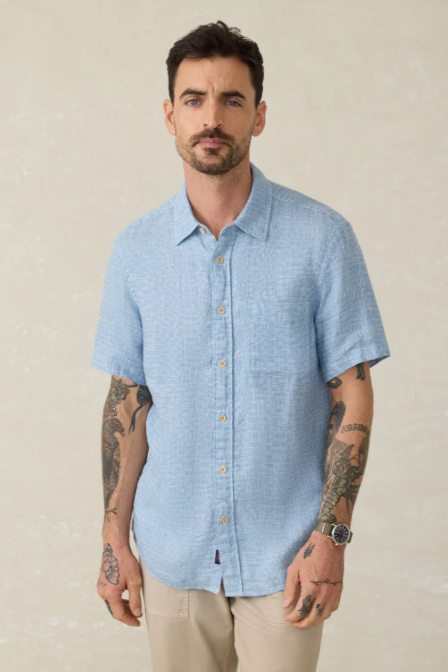Faherty Palma Linen Shirt Short Sleeve