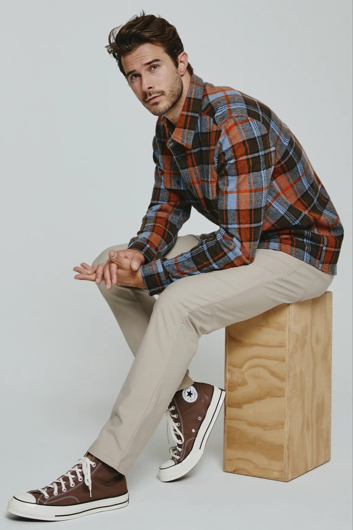 Generation Plaid Long Sleeve. 7 DIAMONDS. Bronze