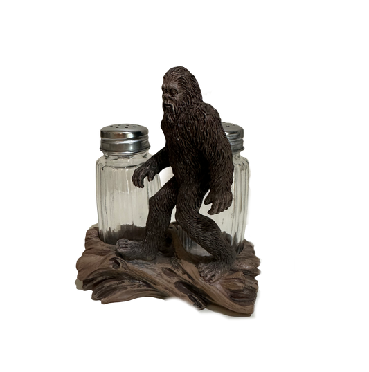 Legendary Walking Bigfoot Rustic Salt and Pepper Shaker Set - Glass Shakers