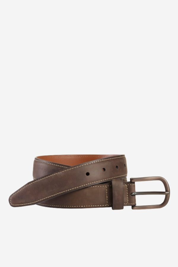Oiled Contrast-Stitched Belt