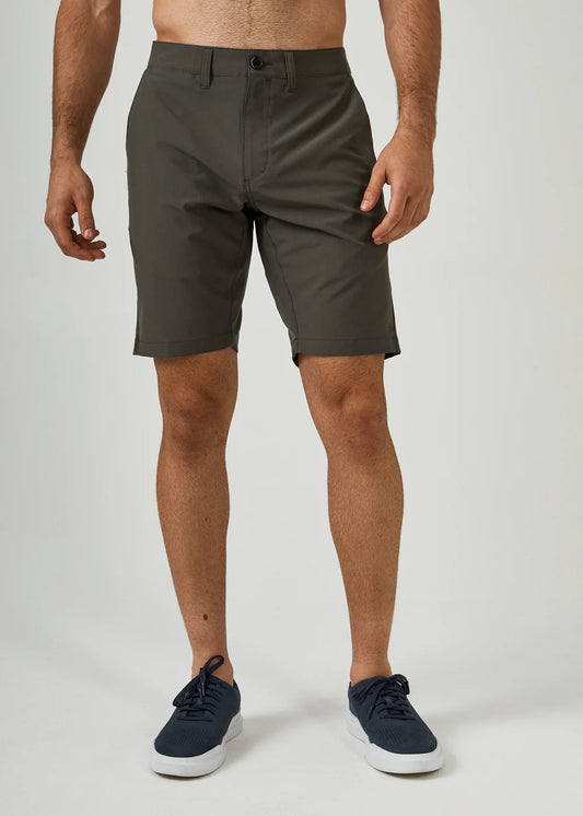 This hybrid short in olive is the perfect everyday short.