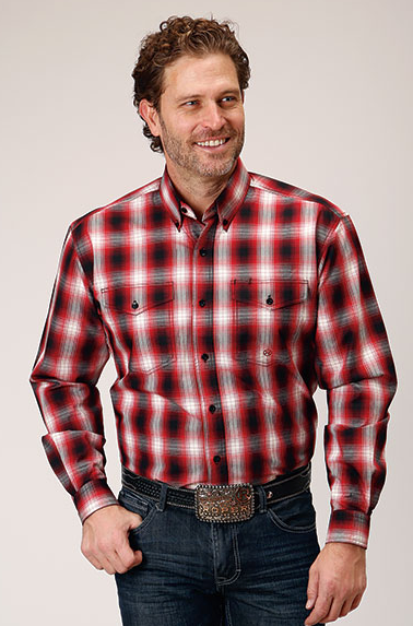 1844 Basic Red Plaid Shirt