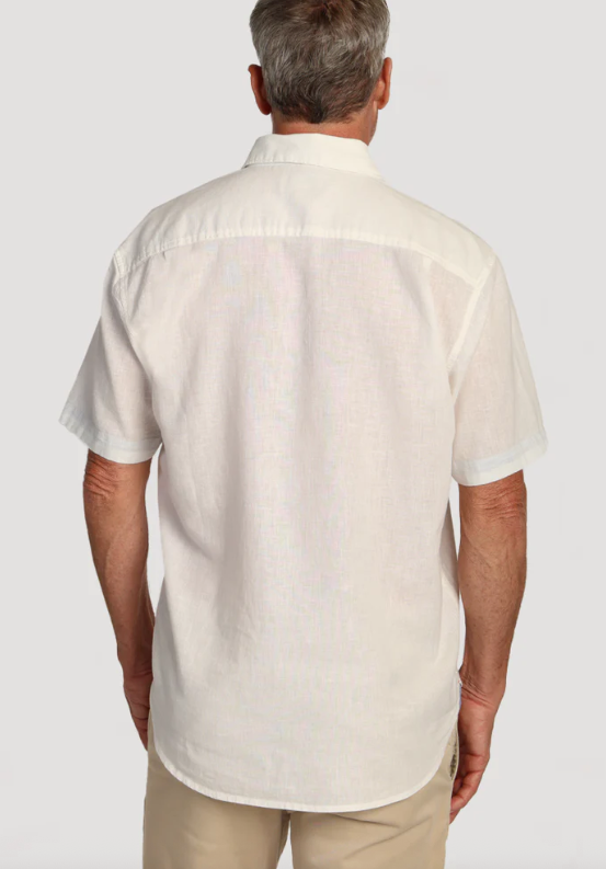 True Grit Washed Melange Shirt Back White