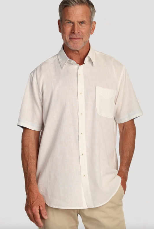 True Grit Washed Melange Shirt White