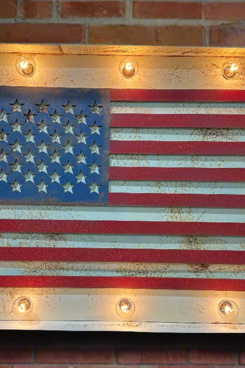 USA Flag Lighted Marquee Sign