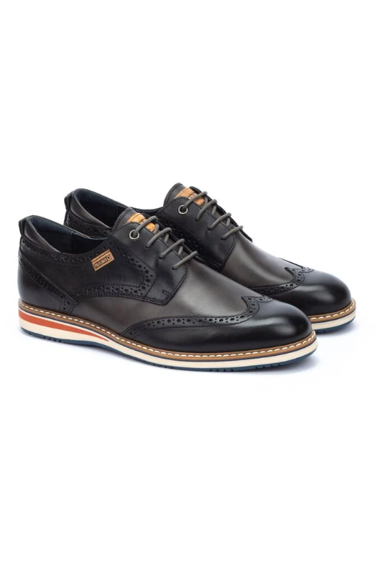 Pikolinos Avila dress shoe in Black, an elegant, comfortable perforated leather lace-up for the office, weddings, date nights and dressing up jeans