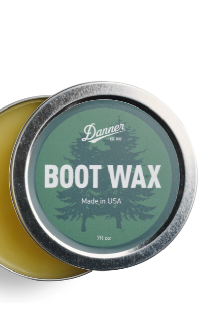 Danner boot wax, a leather conditioner that protects and waterproofs your work and hiking boots so they last through rainy seasons, job sites and trail miles