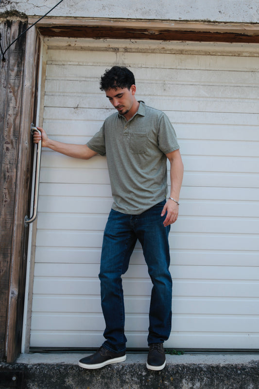 True Grit Bowery Burnout Slit Polo - Bahama Green, a polished, comfortable polo for the golf course, the office, summer dinners and weekends