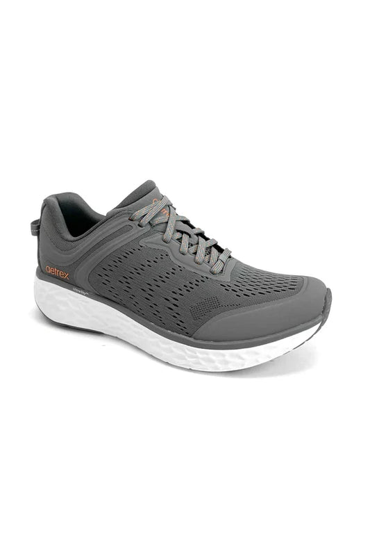 Aetrex Chase sneaker in Silver, a supportive, breathable mesh sneaker built for all-day comfort on walks, travel days, errands and active weekends