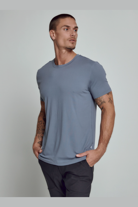7 Diamonds Core crew neck tee in Folkstone, a functional, sustainable everyday tee that stays soft and stretchy for the gym, golf, travel and layering