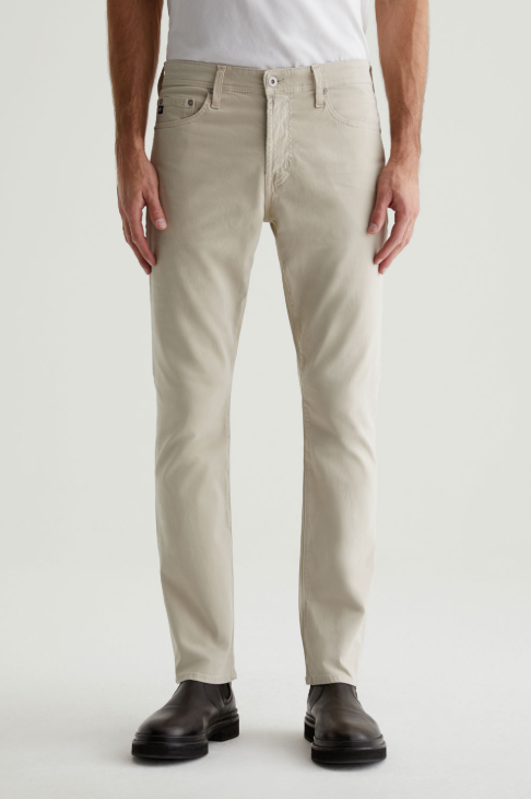 AG Everett slim straight jean in Coastal Pebble, a comfortable, versatile denim staple that dresses up for dinner or down for weekends and everyday wear