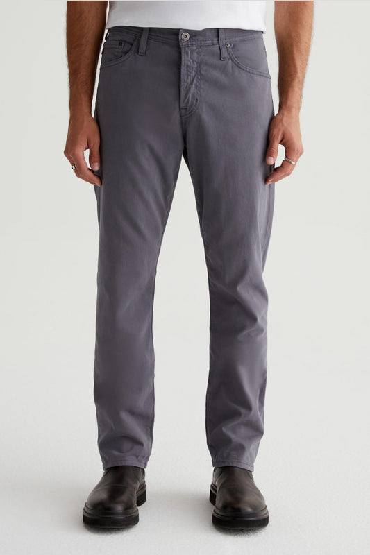 AG Everett slim straight jean in Folkestone Grey, a comfortable, versatile denim staple that dresses up for dinner or down for weekends and everyday wear