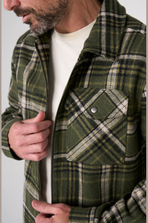 Liverpool flap pocket jacket in Olive/Black, a utility-style layer for fall commutes, weekend outings, travel and cool evenings