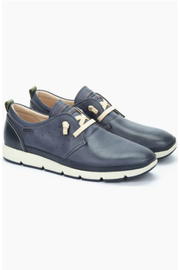 Pikolinos Fuencarral shoe in Pacific, a comfortable, stylish leather sneaker for travel, the office, weekend outings and summer evenings