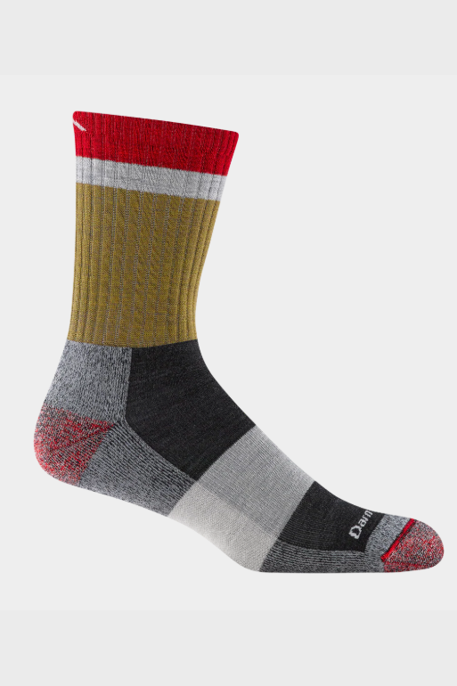 Darn Tough Heady Stripe micro crew lightweight hiking socks in Ash, cushioned merino wool socks guaranteed for life for day hikes, trail runs and everyday wear