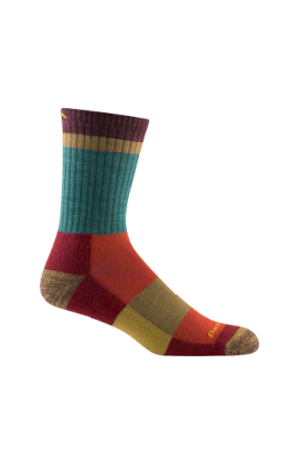 Darn Tough Heady Stripe micro crew lightweight hiking socks in Teal, cushioned merino wool socks guaranteed for life for day hikes, trail runs and everyday wear