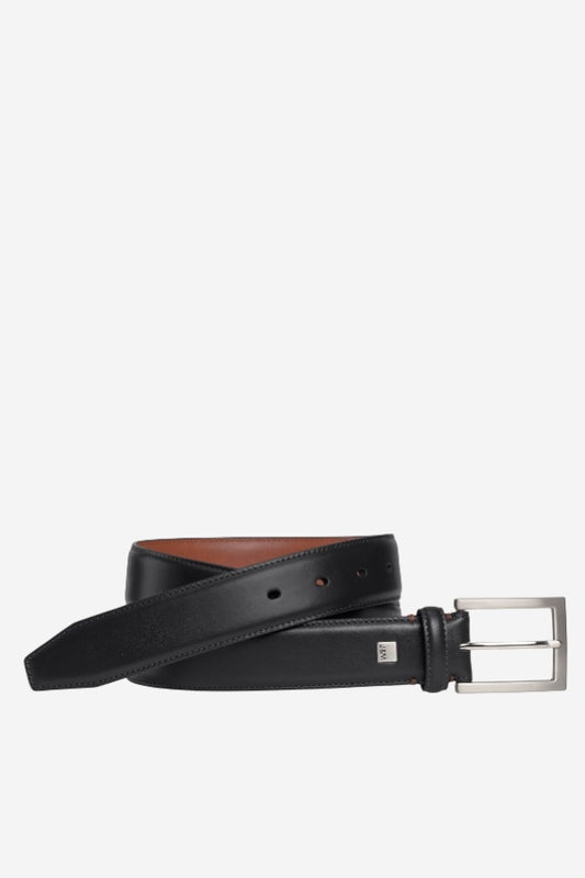 Johnston & Murphy leather belt in Black, a classic dress belt for suits, the office, weddings and everyday wear with chinos or jeans