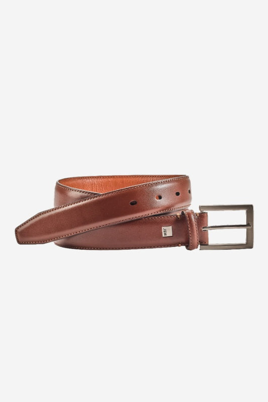 Johnston & Murphy leather belt in Brown, a classic dress belt for the office, weddings and everyday wear with chinos or jeans