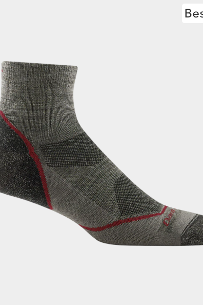 Darn Tough Light Hiker Quarter Lightweight Hiking Socks - Taupe, cushioned socks that keep feet comfortable on hikes, workdays and travel