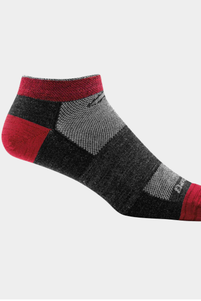 Darn Tough men's 1437 no show lightweight running sock in Team DTV, a merino wool sock with a precise fit that is guaranteed for life, made for running, the gym, tennis and golf