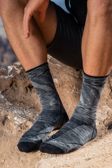 Darn Tough men's Light Hiker micro crew lightweight hiking socks in Space Grey, cushioned merino wool socks guaranteed for life for day hikes, backpacking trips and everyday outdoor wear