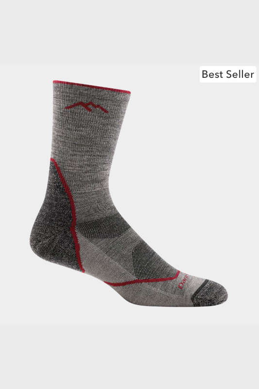 Darn Tough men's Light Hiker micro crew lightweight hiking socks in Taupe, cushioned merino wool socks guaranteed for life for day hikes, backpacking trips and everyday outdoor wear