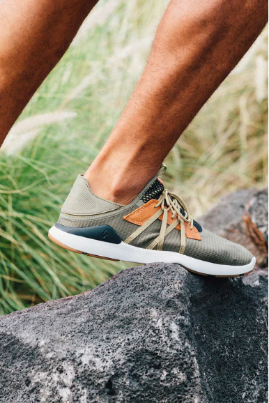 Olukai Mio Lī Sneaker - Hunter/Lava Rock, a comfortable, versatile shoe for the office, travel days, dinners out and weekends