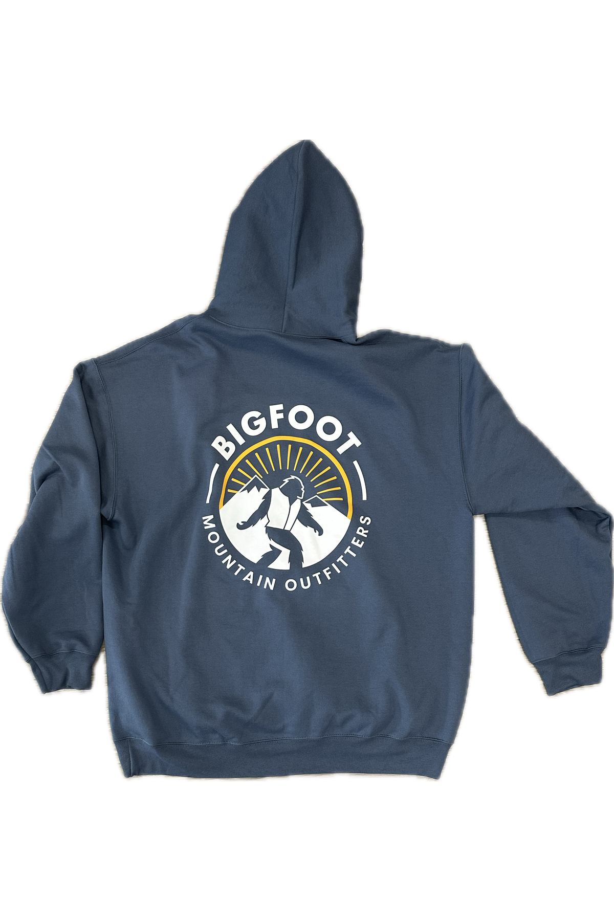 Bigfoot Mountain Outfitters original hoodie in Blue, a cozy pullover for all your adventures in the Pacific Northwest, from campfires and hikes to game days and rainy weekends