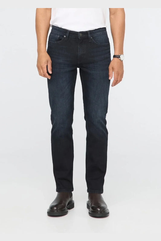 DUER Performance Denim+ straight jean in Carbon Stone, structured stretch denim that moves with you for work, travel, bike commutes and weekends