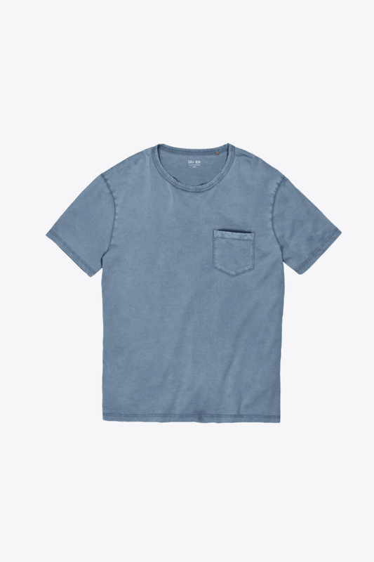 DUER PurePima Pocket Tee - Stone Blue, a soft, comfortable tee for everyday wear, layering, travel and weekend adventures