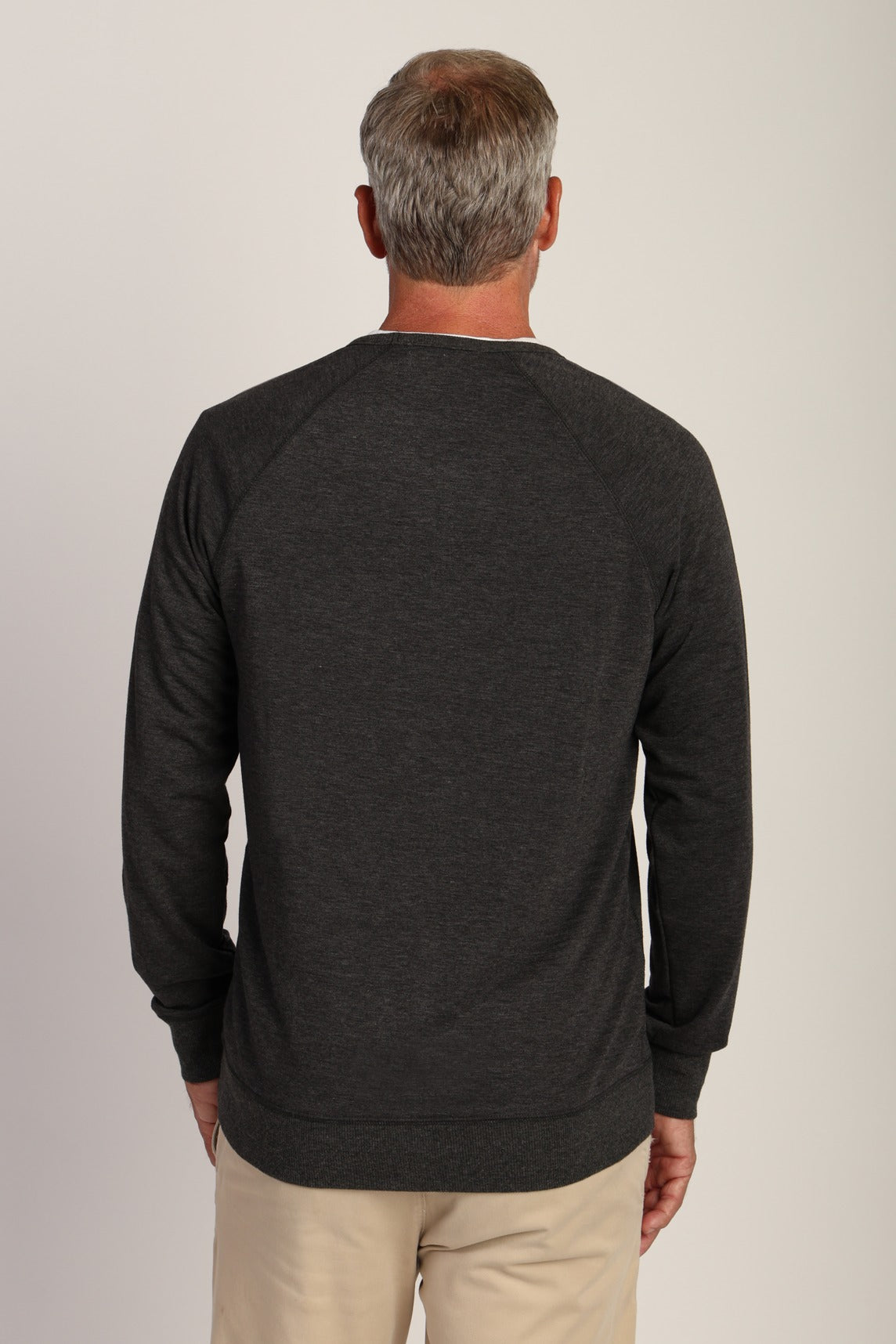 True Grit Raglan Sweatshirt - Vintage Charcoal, a soft, comfortable layer for cool evenings, travel days, campfires and weekend errands